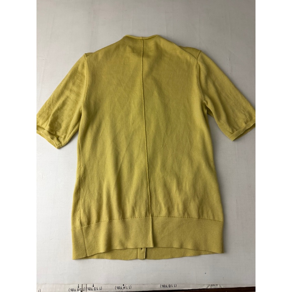 Modern Citizen Cardigan Women Large Yellow Short Sleeve Merino Wool - Picture 2 of 8